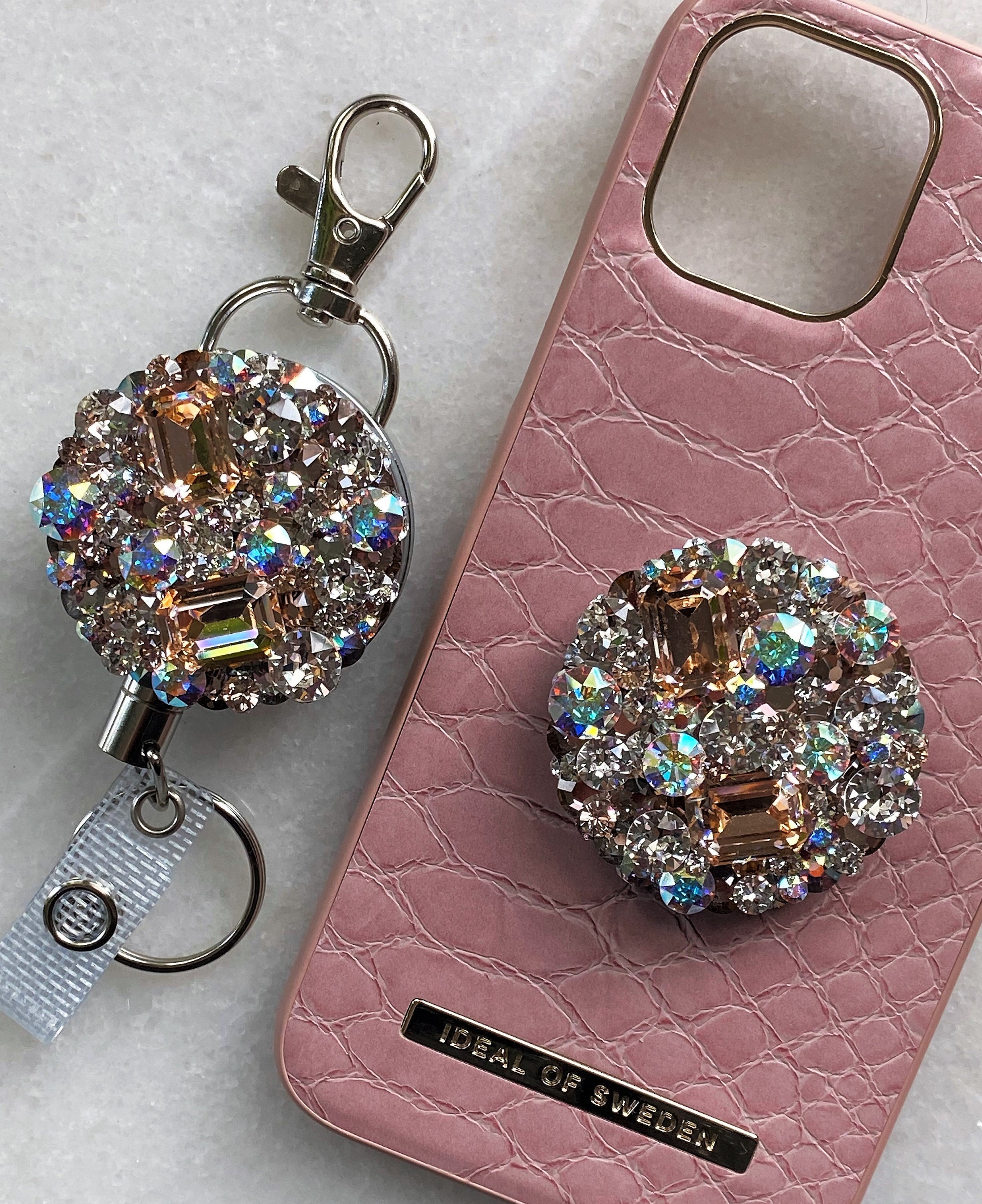 Crystal Badge Reel, and Topper ID Badge, Badge Holder, Nurse Badge Reel, Doctor Badge Reel, Work Badge