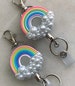 Crystal Badge Reel, ID Badge, Badge Holder, Nurse Badge Reel, DR Badge Reel Choose your Style/Made to Order: Rainbow & Pearl Badge Reel 