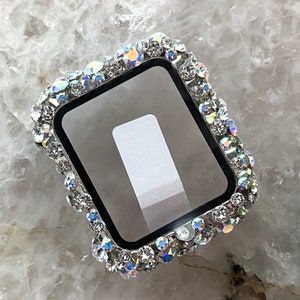 AB & Crystal High end Luxe Crystal Apple Watch Tempered Glass Cover with bumper, apple watch cover, Crystal Cover Smart Watch cover, iwatch