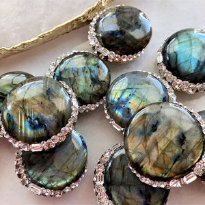 Topper-Crystal Crescent Moon & Labradorite Stone- Choose your Style Universal Topper