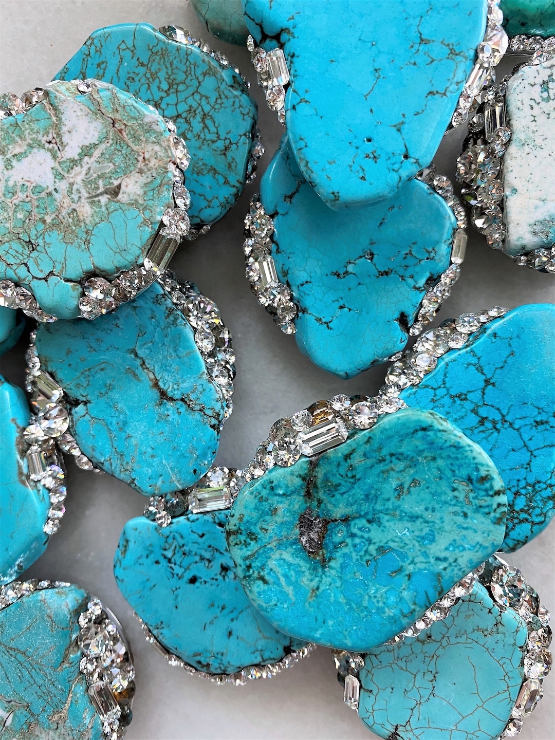 Toppercrystal & Turquoise Howlite Stone Cap Choose Your Style