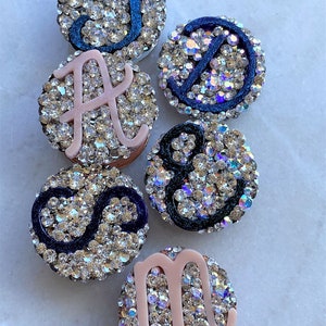 Initial Monogram Personalized Made to Order: Clear Iridescent Crystal Crystal Badge Reel