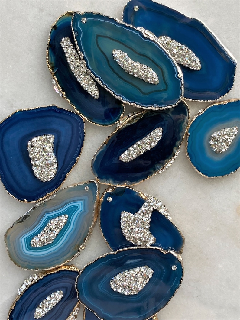 Topper-Crystal & Gold or Silver dipped Aqua Agate Quartz Stone- Choose your Style Universal Topper 