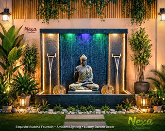 Luxury Buddha Fountain | Outdoor & Indoor Zen Garden Water Feature | Modern Landscape Décor