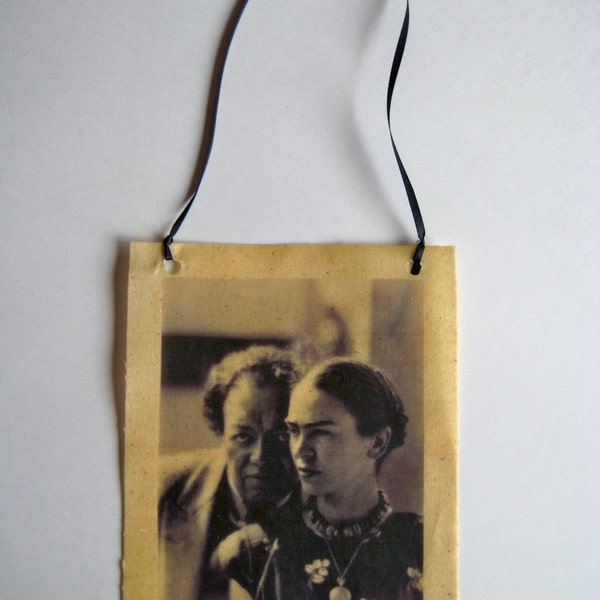 frida kahlo and diego rivera bees waxed fabric photo