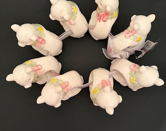 VTG Town and Country Pig Napkin Ring Holders Set of 8.