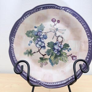Tracy Porter Dream Delicious Claret Collection Salad Plate Grapes and Dragonfly Motif Hand Painted Poland