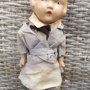 Vintage Composition Doll Pageboy Hair painted Eyes 15" Tall