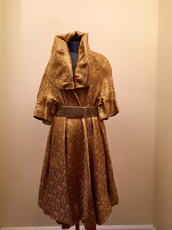 Gold Lame Wrap Coat/Runway Coat