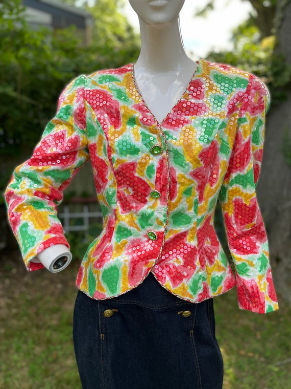 1980 Morton Myles multicolored jacket with gorgeo… - image 1
