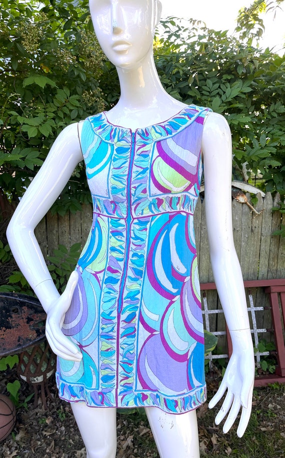 1960s Pucci Square Neck Cotton Mini Dress