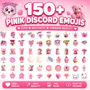 Pink Discord Emojis Bundle 150+ Cute Emotes for Chat Customization, Gamer & Streamer Gift