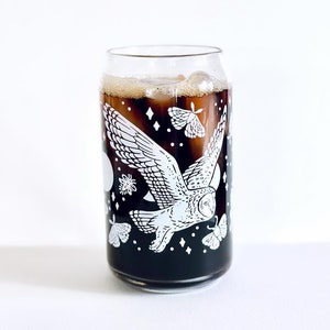 Nocturnal Natives - Owl - Bat- Moths - Printed Glass Can Cup
