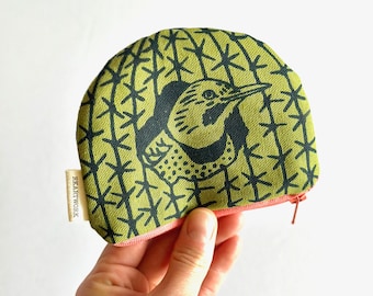 Gilded Flicker + Barrel Cactus - Navy on Green - Handmade with Original Fabric