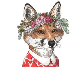 Foxy Lady - Floral Crown - Archival Print