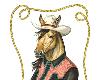 Horse - Cowgirl - Western - Archival Print