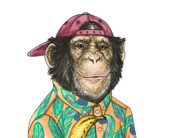 Chimp + Banana - Archival Print