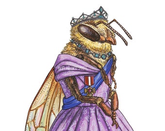 Queen Bee - Honey Bee - Archival Print