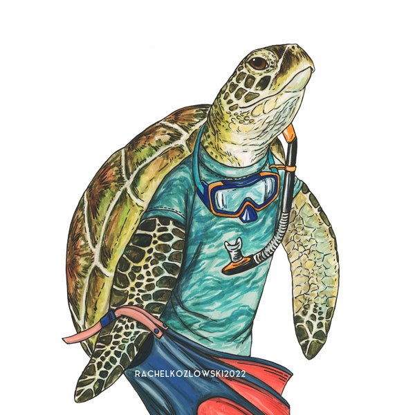 Sea Turtle - Snorkeling - Archival Print