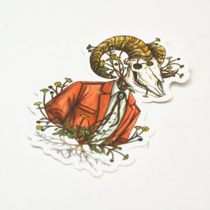 Bighorn Sheep - Skull - Flowers - Vinyl Decal - Sticker