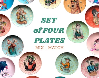 Set of Four Plates - Mix + Match - Indoor/Outdoor Unbreakable Plate - 10"