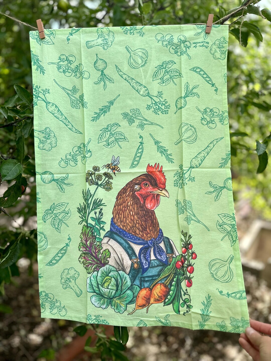 Chicken + Vegetables - Garden - Tea Towel - Etsy