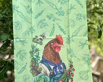Chicken + Vegetables - Garden - Tea Towel - Etsy
