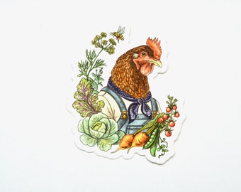 Chicken - Rhode Island Red - Gardener - Vinyl Decal - Sticker