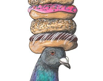Watercolor Bagel Etsy