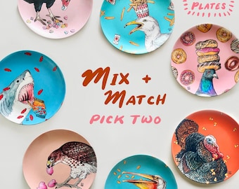 Set of Four Plates - Mix + Match - Snack Attack - Indoor/Outdoor Unbreakable Plate - 10"