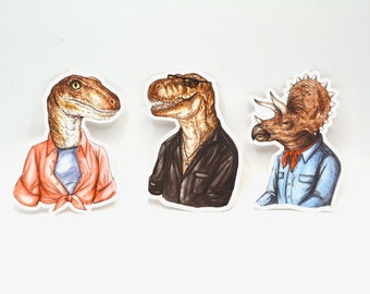 Jurassic 3-pack - Triceratops - TRex - Velociraptor - vinylsticker