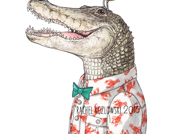 Mr. Alligator with Plover Friend - Archival Print