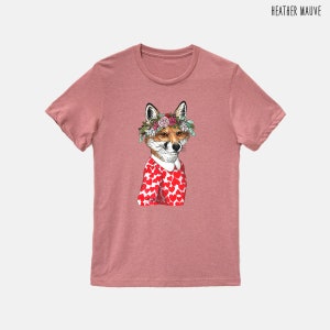 Foxy Lady - Red Fox - Floral Crown - Unisex Short Sleeve Graphic Tee