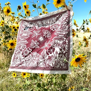 Blooming Bandana - Burgundy - Wildflower + Pollinators - 100% Cotton