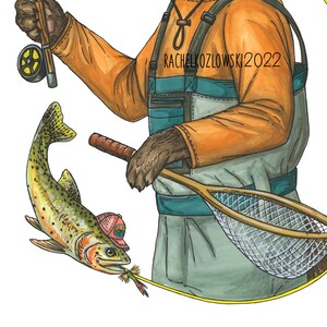 River Otter Fishing Fly Fishing Archival Print - Etsy
