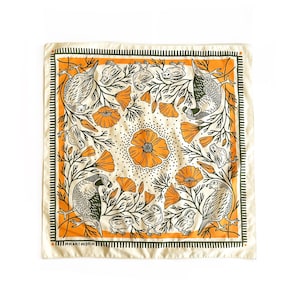 California Quail + Poppies - 100% Cotton Bandana