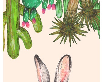 Jackrabbit + Cacti - Archival Print