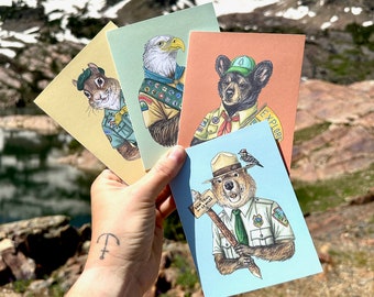 Notecard 4 Pack - Explorer Park - Beaver, Chipmunk, Bald Eagle, and Black Bear
