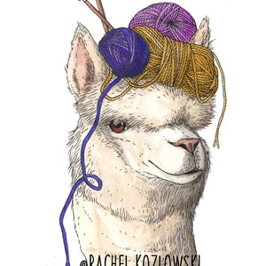 Alpaca + Yarn - &quot;On my Mind&quot; - Archival Print