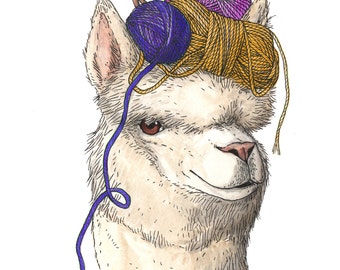 Alpaca + Yarn - "On my Mind" - Archival Print