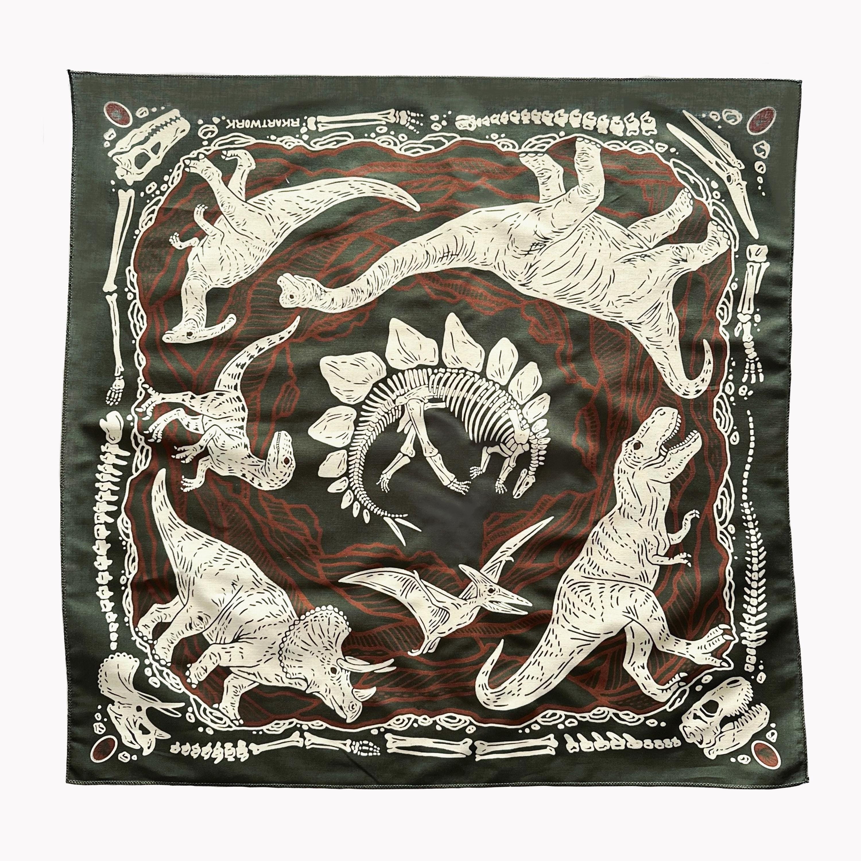 Dino Digs - 2 Color Screen Print Design - 100% Cotton Bandana
