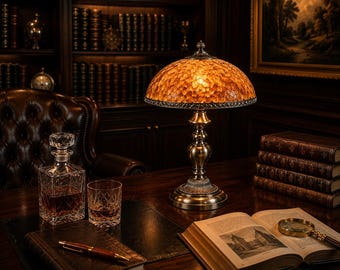 Naturalna lampa stołowa z bursztynu bałtyckiego, ręcznie robiona luksusowa lampa biurkowa, prawdziwa bursztynowa lampka nocna, elegancka dekoracja domu, prezent dla kadry kierowniczej