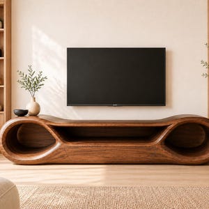Handmade Solid Walnut TV Stand | Organic Modern Media Console