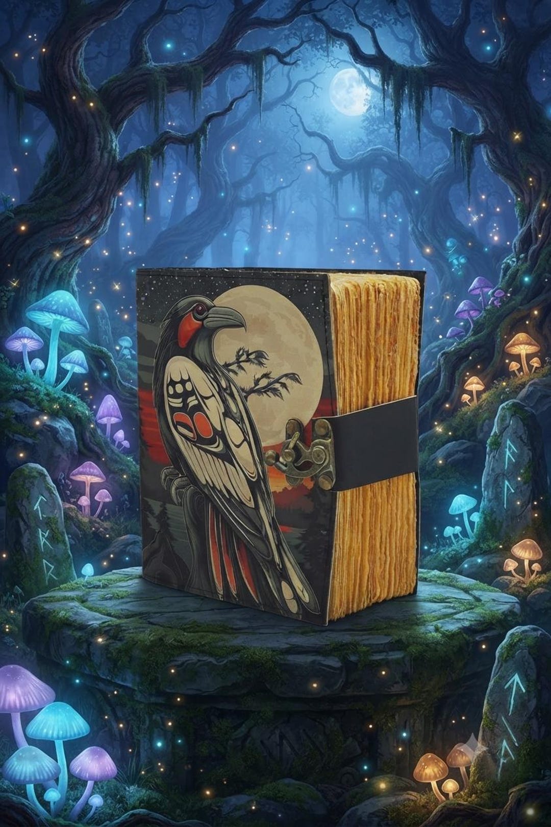 Crow Leather Grimoire Journal – Vintage Spell Book, Deckle Edge Paper ...