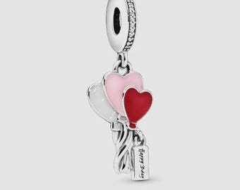 Ciondolo a forma di palloncino di compleanno in argento sterling S925, compatibile con bracciali europei / Regalo di gioielleria per occasioni speciali