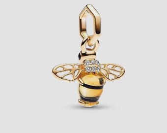 Ciondolo a forma di ape scintillante in argento sterling S925, compatibile con braccialetti Pandora, ciondolo a forma di ape per braccialetti europei, regalo per donna