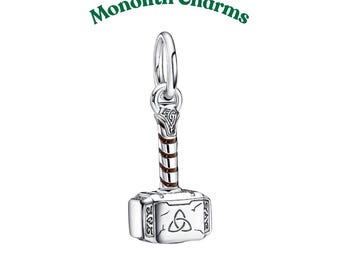 Ciondolo a forma di martello in argento sterling S925 per bracciali europei / Regalo di gioielleria eroica per donne