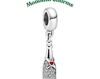 Ciondolo a forma di bottiglia di vino frizzante in argento sterling S925 per bracciali europei / Regalo di gioielleria per occasioni speciali per donne