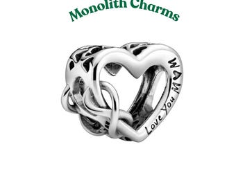 Ciondolo a forma di cuore infinito "Ti voglio bene mamma" in argento sterling S925 per bracciali europei / Regalo per la mamma per Natale, compleanno e festa della mamma