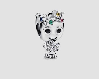 Ciondolo Marvel Groot Nature Guardian Star in argento sterling S925, compatibile con bracciali europei.